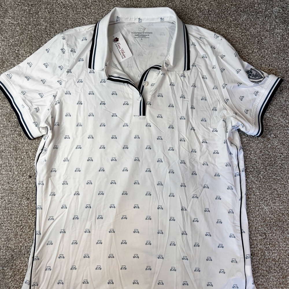NEW! Women’s Vineyard Vines White  Polo Shirt- Golf Carts- size Large